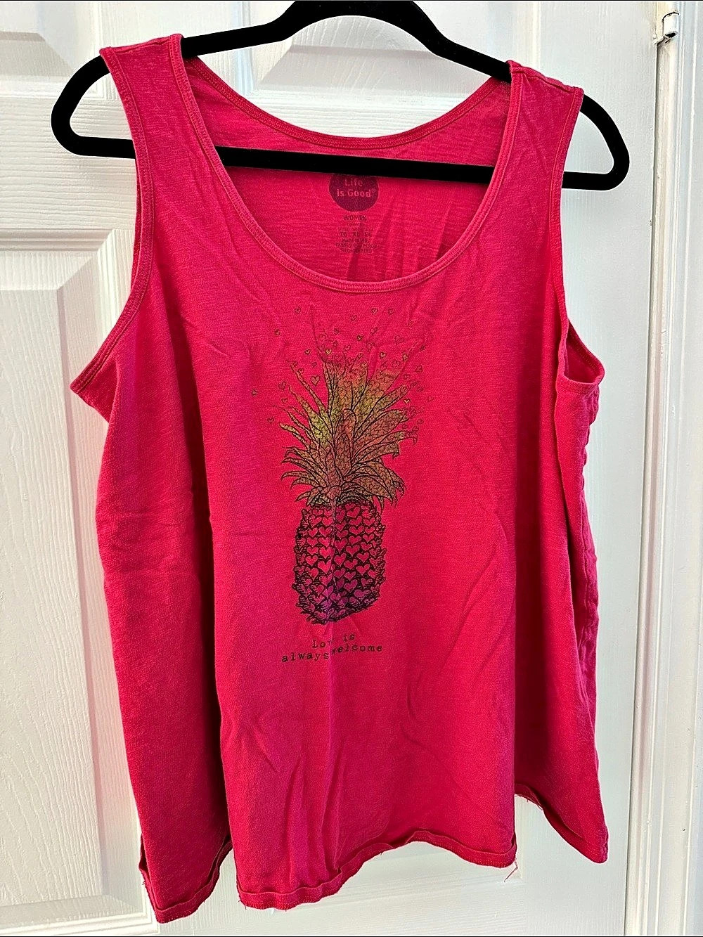 Life Is Good Pineapple Love is Always Welcome Classic Fit Tank Pineapple Graphic